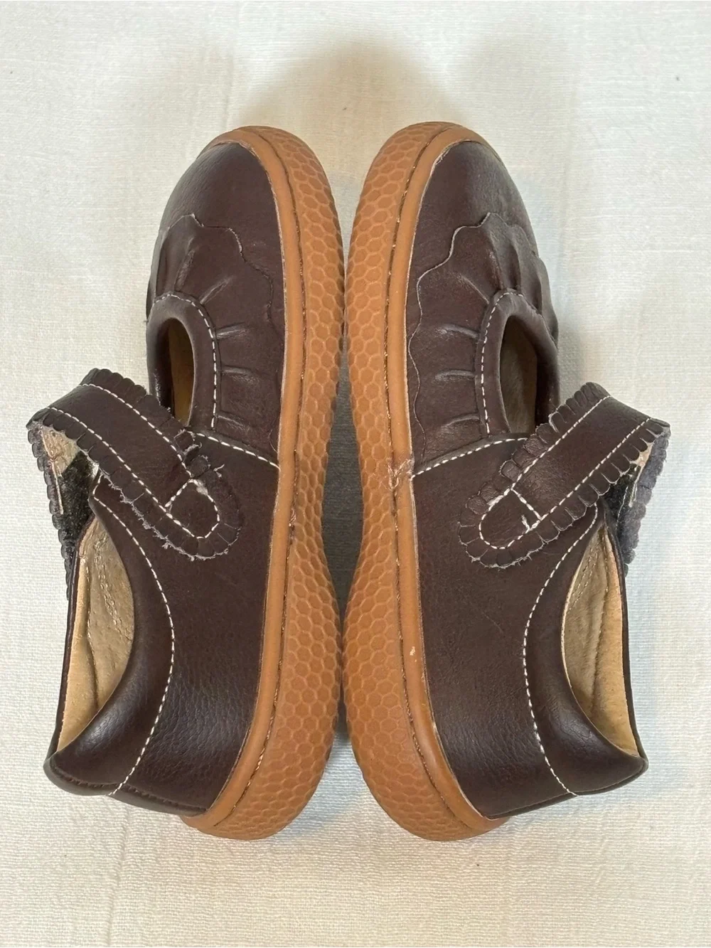 Livie & Luca Ruche Classic Mary Jane Leather Shoes-Mocha Brown-Toddler Girls 8